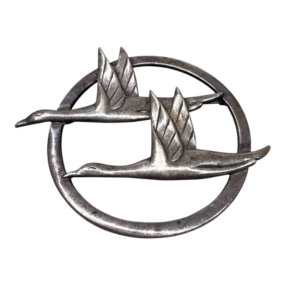 Vintage Viking Craft Sterling Silver Flying Geese Brooch Large Statement 2.5"